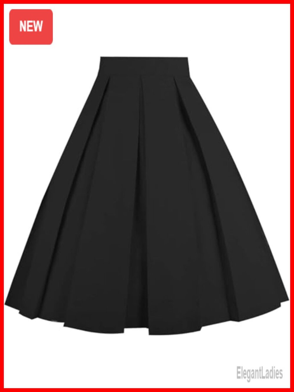 A-Line Pleated Midi Skirt Cotton Blend Side Pockets Women Work